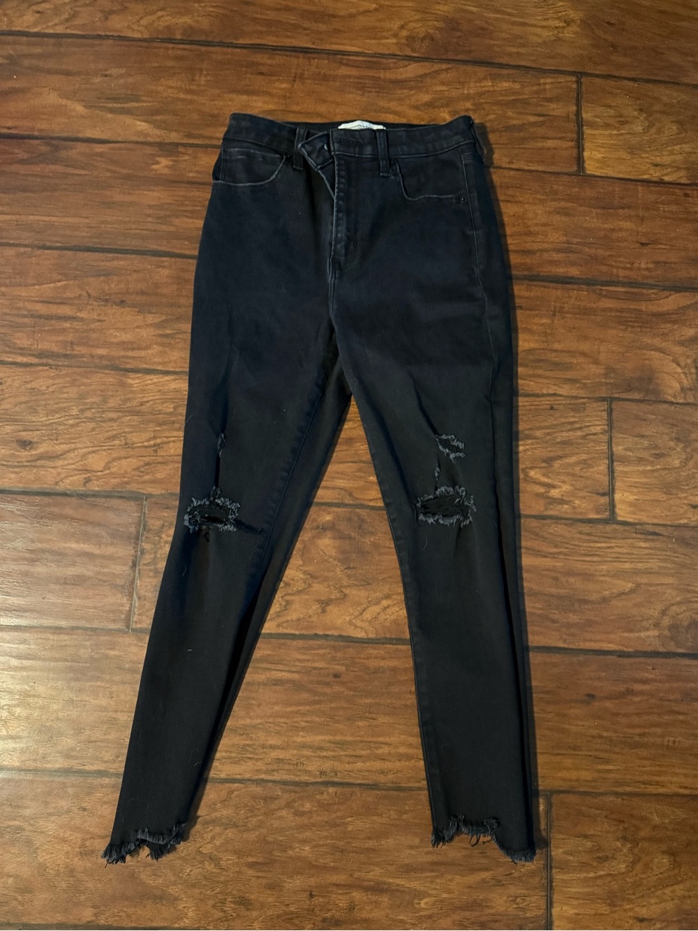 Abercrombie & Fitch Black Ripped Skinny Jeans, Curve Love.
